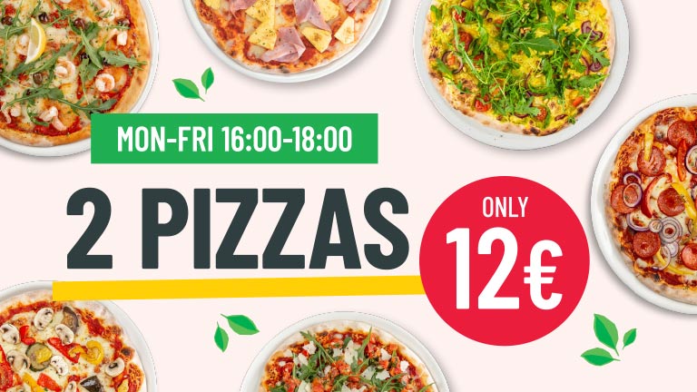 2 Pizzas = 12 eur