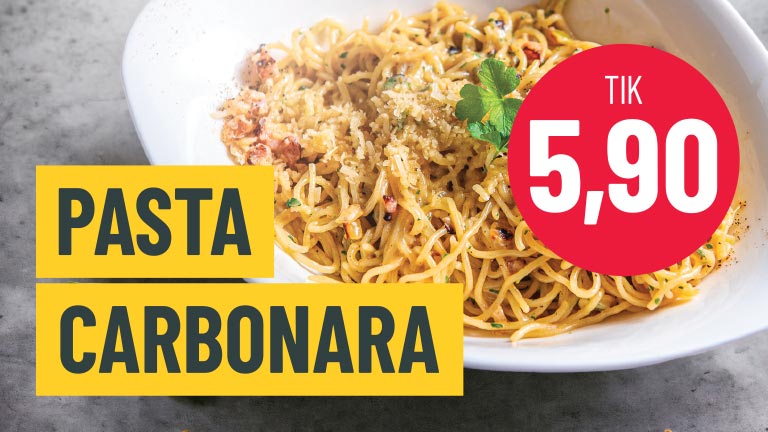 Pasta Carbonara tik 5.9 eur
